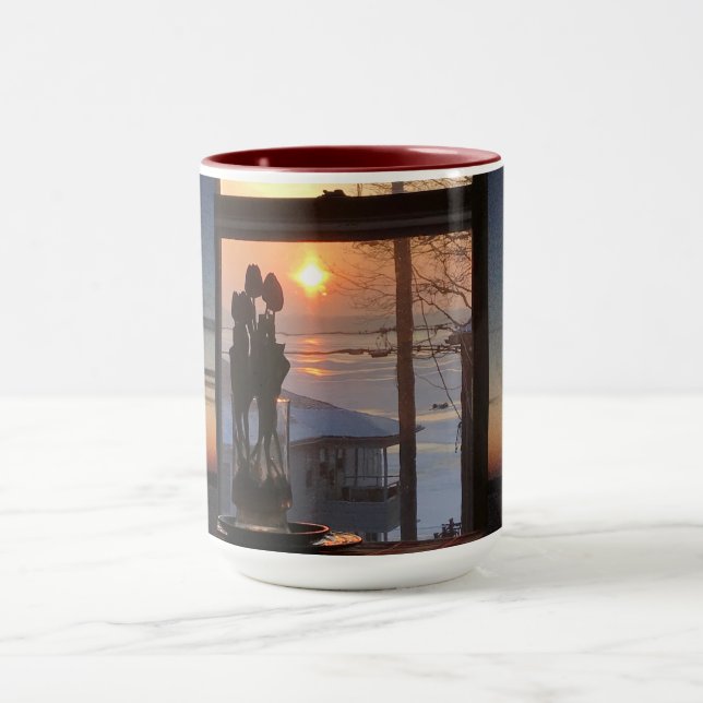 Sunrise, Tulips, and Frozen Lake Mug (Center)