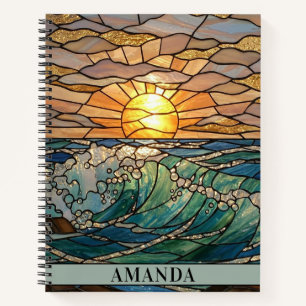 Sunrise Waves Stained Glass Illusion Personalised Notebook