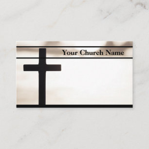 Sunrise White Black Cross Church Pastor Business Card