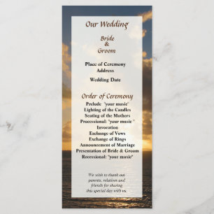 Sunrise With Clouds St. Martin Wedding Program