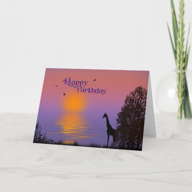 Sunrise with giraffe-Birthday Card (Front)