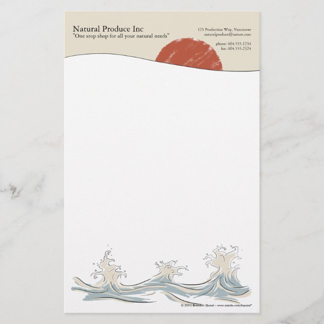 Sunrise with water splash letterhead (Front)