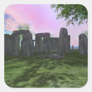Sunrise Worship Stonehenge Square Stickers, Glossy Sticker