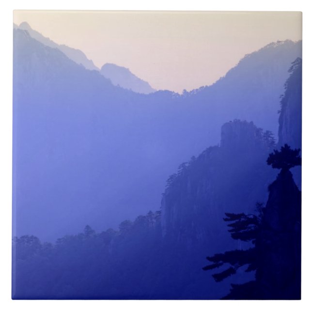 Sunrise, Yellow Mountain, Huangshan, China Tile (Front)