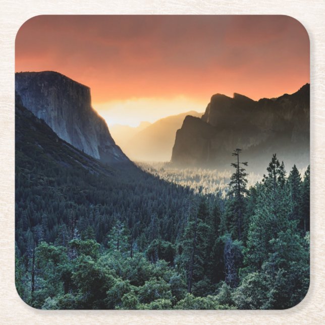 Sunrise | Yosemite National Park Square Paper Coaster (Front)