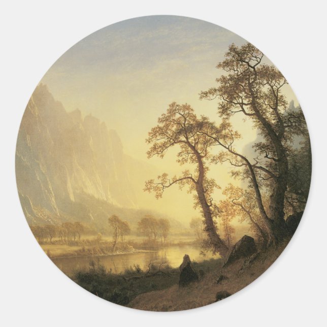 Sunrise, Yosemite Valley by Albert Bierstadt Classic Round Sticker (Front)