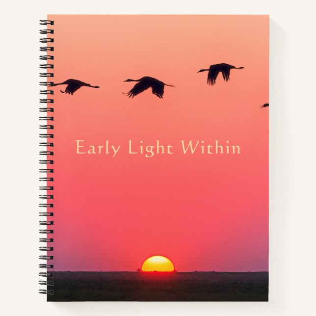 Sunrises Birds Flying High Pink  Notebook (Front)