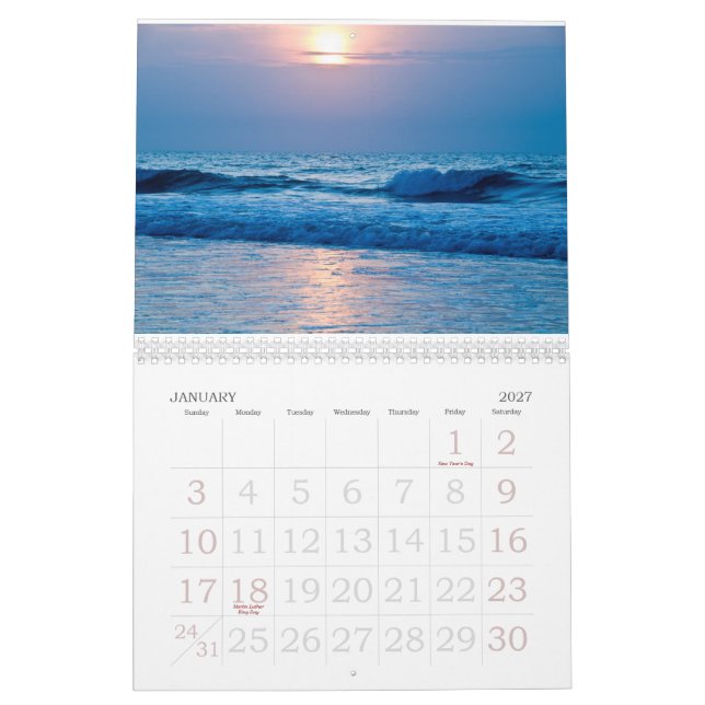 Sunrises Calendar (Jan 2027)