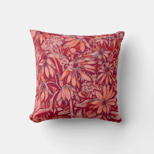 Sunroot Flowers Summer Garden Floral Red Sienna Cushion