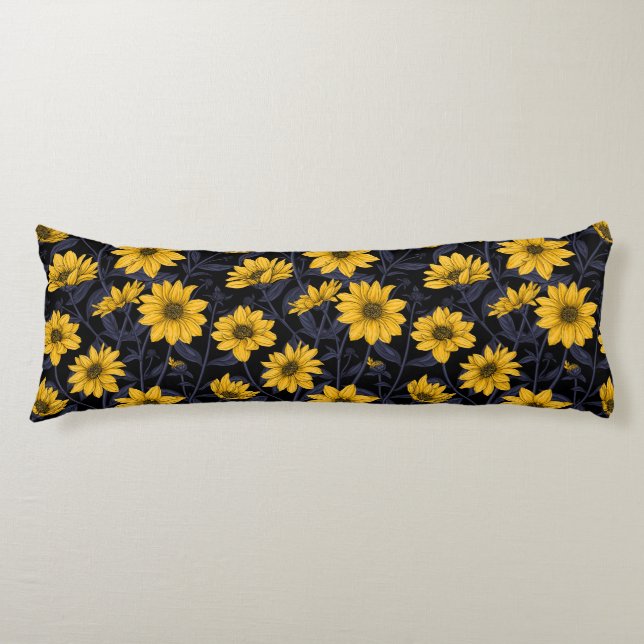 Sunroot, wild sunflower in yellow and blue body cushion (Front)