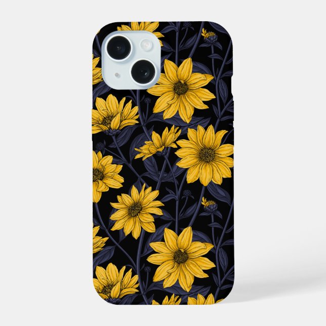 Sunroot, wild sunflower in yellow and blue iPhone 15 case (Back)