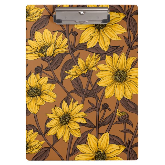 Sunroot, wild sunflower in yellow and  brown clipboard (Front)