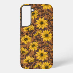 Sunroot, wild sunflower in yellow and brown samsung galaxy case