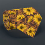 Sunroot, wild sunflower in yellow and  brown tie<br><div class="desc">Hand-painted vector sunroot flowers,  vector pattern.</div>