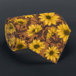 Sunroot, wild sunflower in yellow and brown tie<br><div class="desc">Hand-painted vector sunroot flowers, vector pattern.</div>