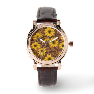 Sunroot, wild sunflower in yellow and  brown watch