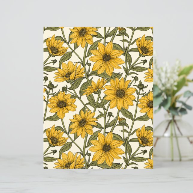 Sunroot, wild sunflower on off white (Standing Front)