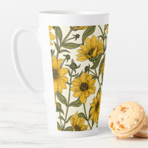 Sunroot, wild sunflower on off white latte mug