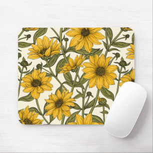 Sunroot, wild sunflower on off white mouse pad