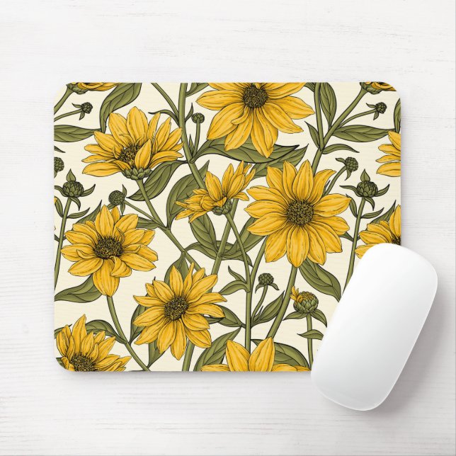 Sunroot, wild sunflower on off white mouse pad (With Mouse)