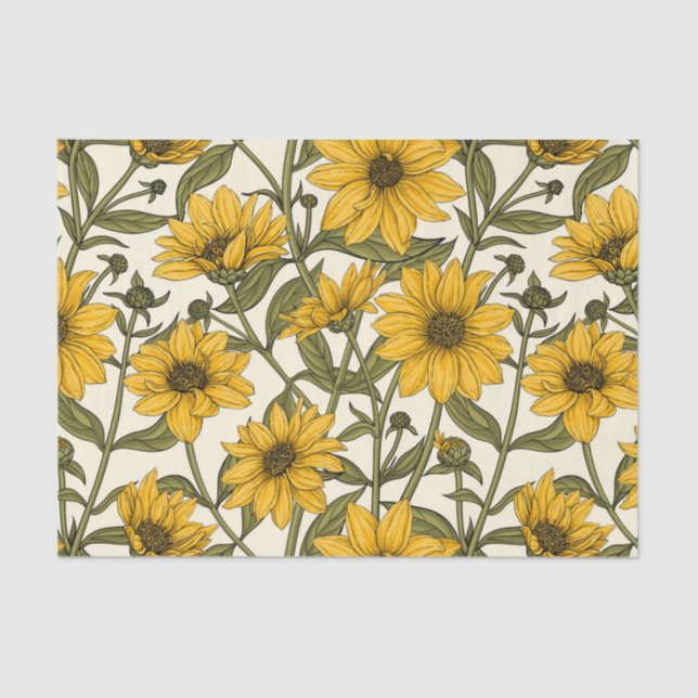 Sunroot, wild sunflower on off white tissue paper (Front)