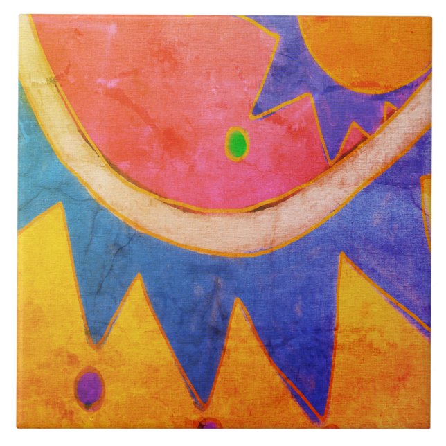 Suns Abstract Digital Painting Ceramic Tile (Front)