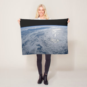 Sun's Glint Beaming On The South Pacific Ocean. Fleece Blanket