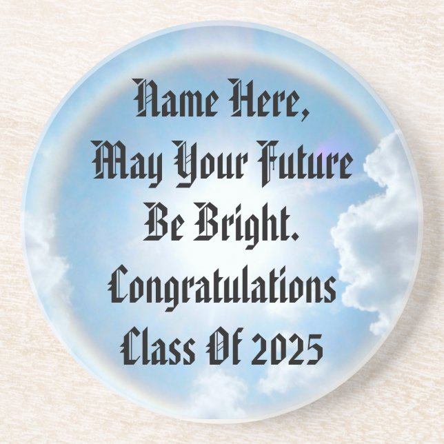 Sun's Halo Graduation Sandstone Coaster (Front)