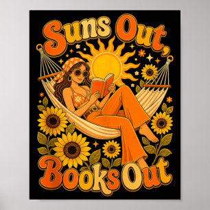 Suns Out Books Out Reading Summer Vacation Beach Poster