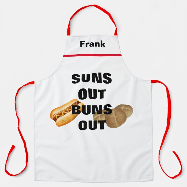 Suns Out Buns Out Apron - Custom Name Funny Gift (Front)