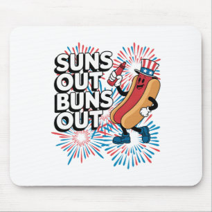 Suns Out Buns Out Funny 4th Of July Hot Dog Patrio Mouse Pad