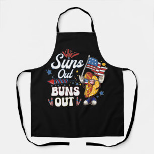 Suns Out Buns Out Funny Hot Dog Patriotic USA 4th  Apron