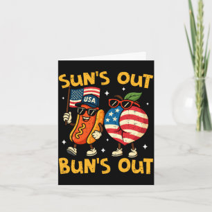 Suns out buns out hotdog peach funny 4th of july card