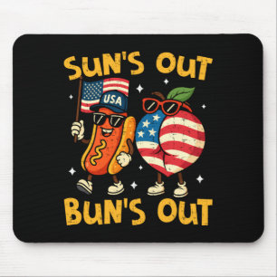Suns out buns out hotdog peach funny 4th of july mouse pad