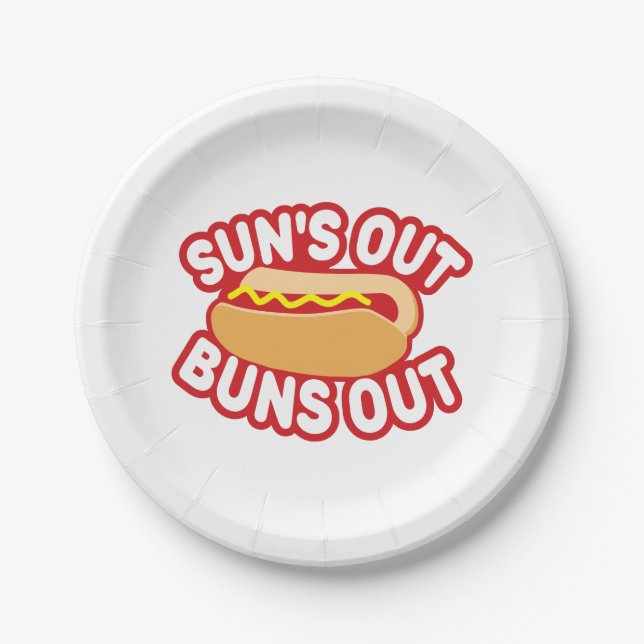 Suns Out Buns Out Paper Plate (Front)