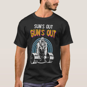 Sun's Out Guns Out Barbell Men Women Bodybuilding T-Shirt