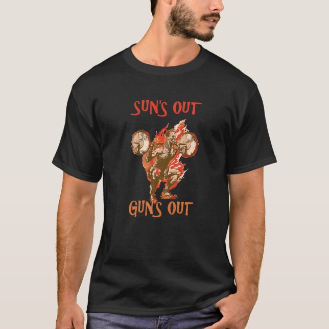 Sun's Out Guns Out Graphic  Bodybuilding Fitness T-Shirt (Front)