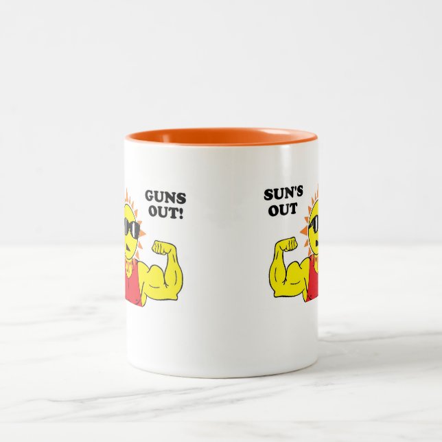 Sun's Out Guns Out! Two-Tone Coffee Mug (Center)