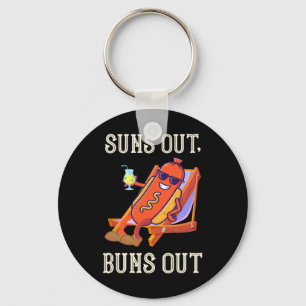 Suns Out Hot Dog Buns Out Sausage Bbq Hotdog Key Ring
