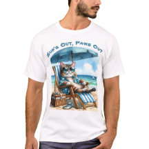 Suns Out Paws Out Cat Beach Chair Blue Umbrella 