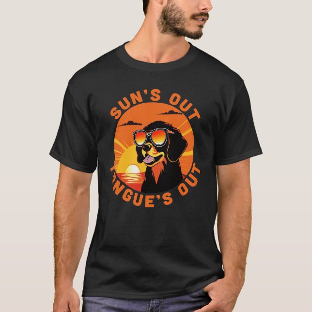 Sun's Out Tongue's Out Funny Dog Summer Design T-Shirt (Front)