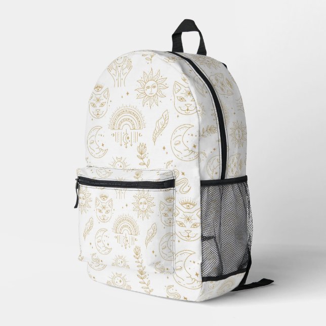 Suns, Stars & Whiskers Printed Backpack (Back Corner Right)