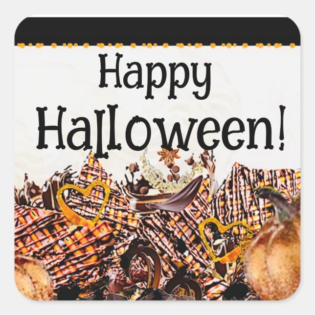 SUNS! SUNSHINE! HAPPY HALLOWEEN! :) RECTANGULAR ST SQUARE STICKER (Front)