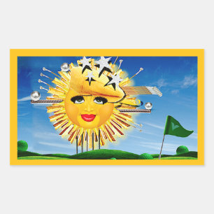 SUNS! SUNSHINE! SUNNY DAY OF GOLF! RECTANGULAR STICKER