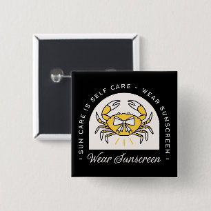 Sunscreen spf sun uv protection reminder quotes 15 cm square badge