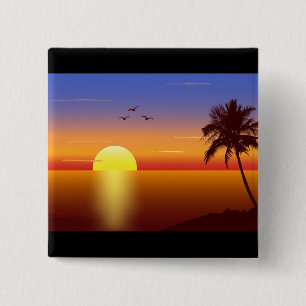 Sunset 15 Cm Square Badge