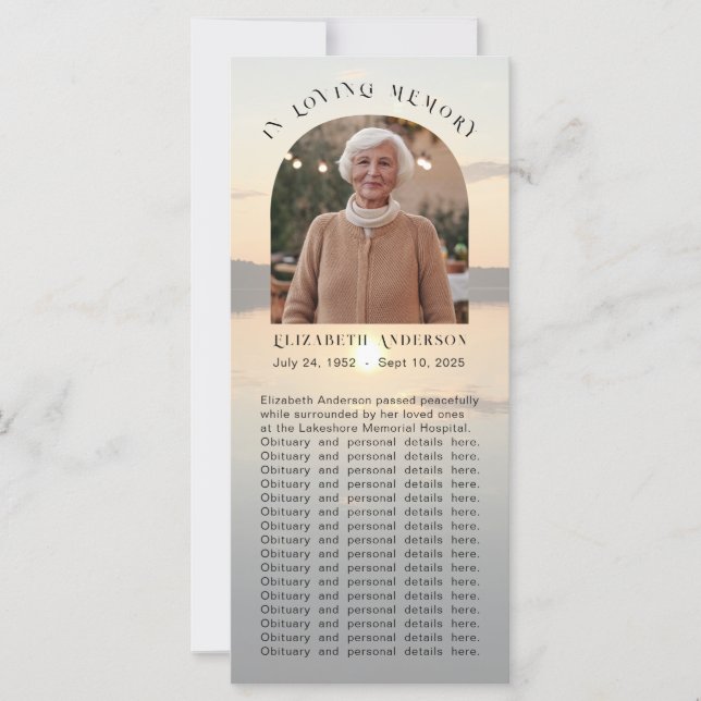 Sunset Abide With Me Poem Memorial Photo Bookmark Card (Front)