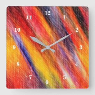 Sunset Abstract Colors Square Wall Clock