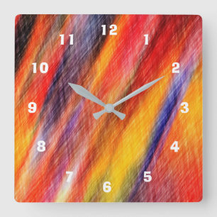 Sunset Abstract Colours Art Amazing Red Night Sky Square Wall Clock