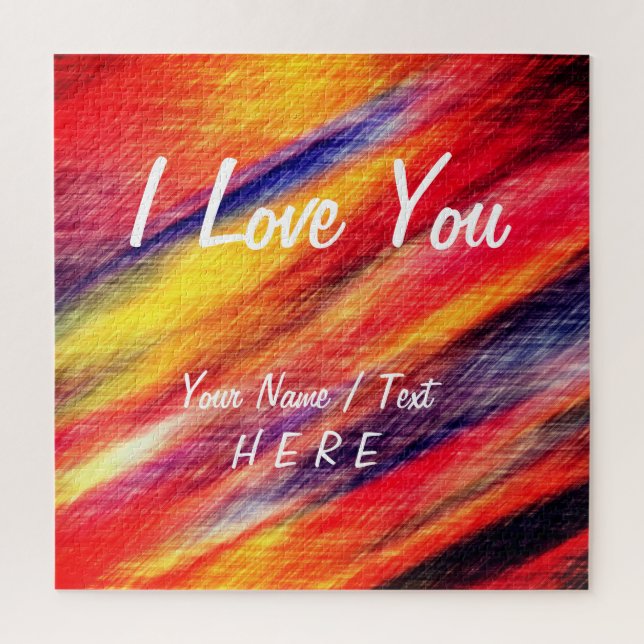 Sunset Abstract Colours - I Love You  Add Your Tex Jigsaw Puzzle (Vertical)